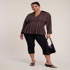 Pleated Striped Poplin Top image number 2