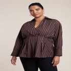 Pleated Striped Poplin Top image number 0
