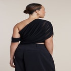 Semi-Sheer Twisted One-Shoulder Top image number null