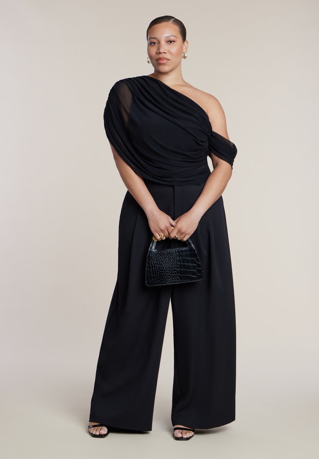 Semi-Sheer Twisted One-Shoulder Top image number 2