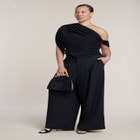 Semi-Sheer Twisted One-Shoulder Top image number null