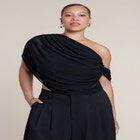 Semi-Sheer Twisted One-Shoulder Top image number null