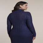 Open Neck Metallic Cable Knit Sweater image number 1