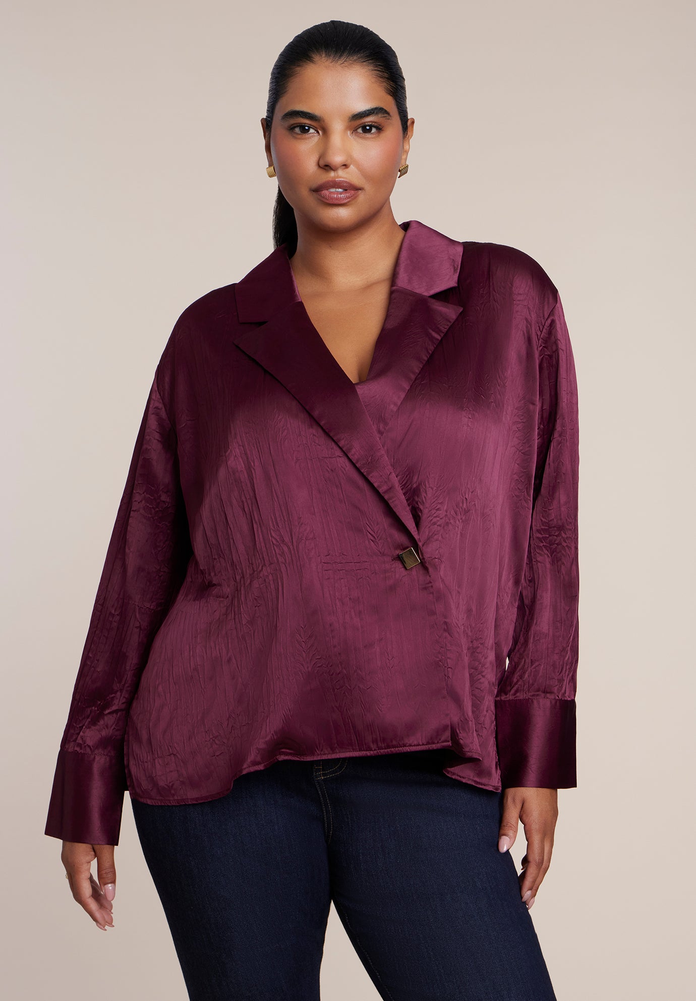Double Breasted Satin Shirt image number 0