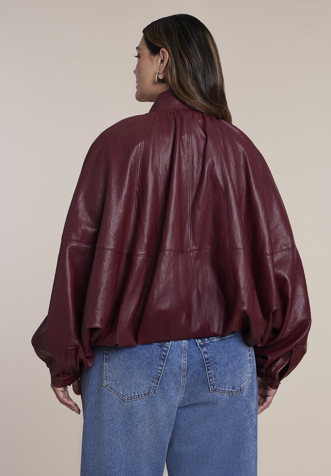 Faux Leather Cocoon Jacket image number 1