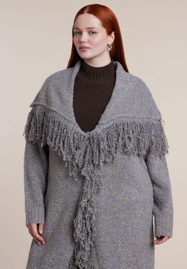 Shawl Collar Fringe Duster image number 2