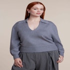 V-Neck Collared Sweater image number 0