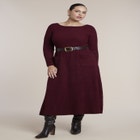 Belted Ribbed Sweater Maxi Dress image number 0