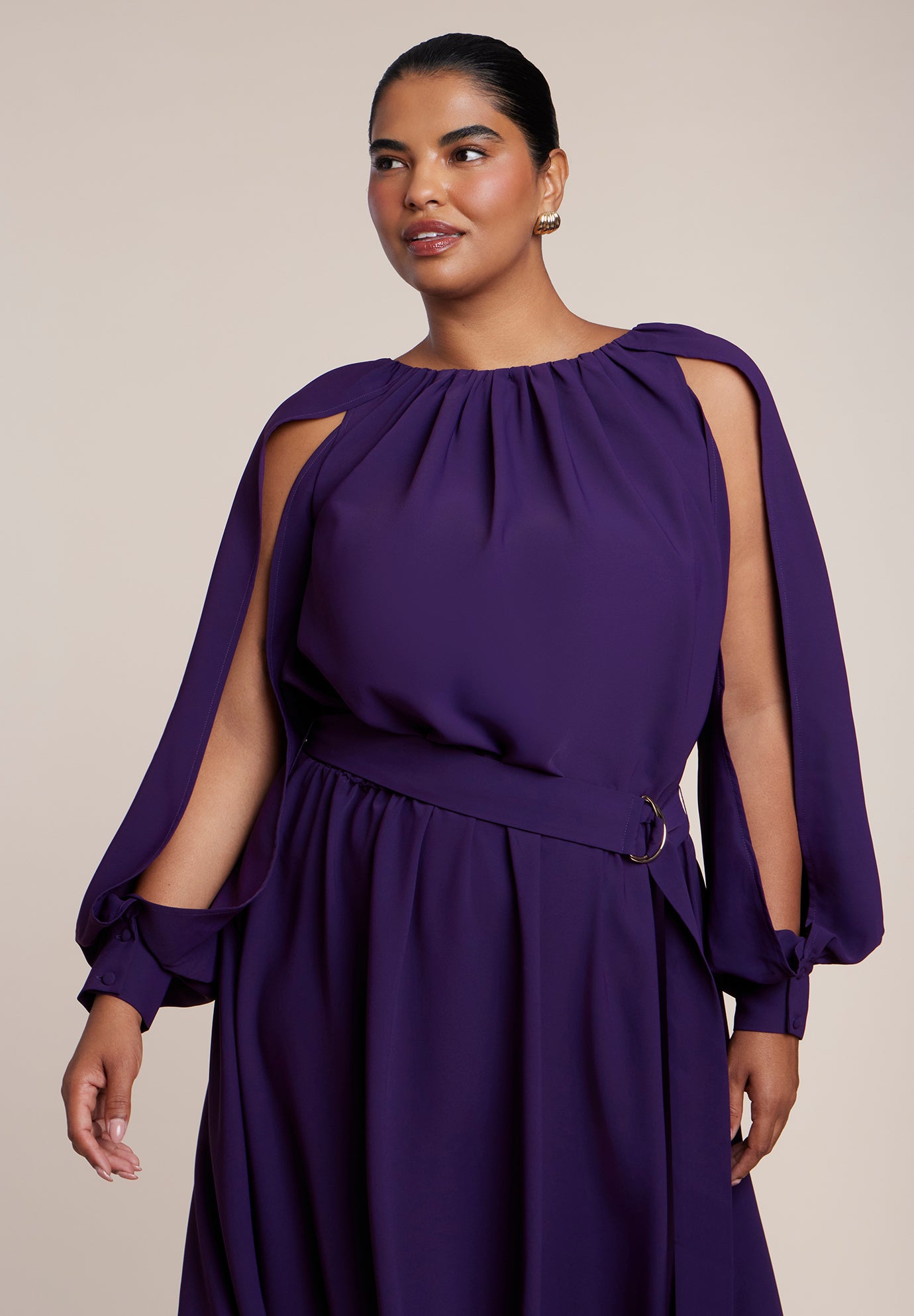 Sleeve Detail Belted Maxi Dress image number 2