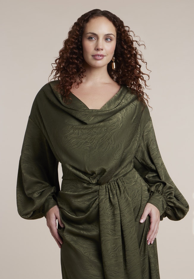 Draped Jacquard Maxi Dress image number 3