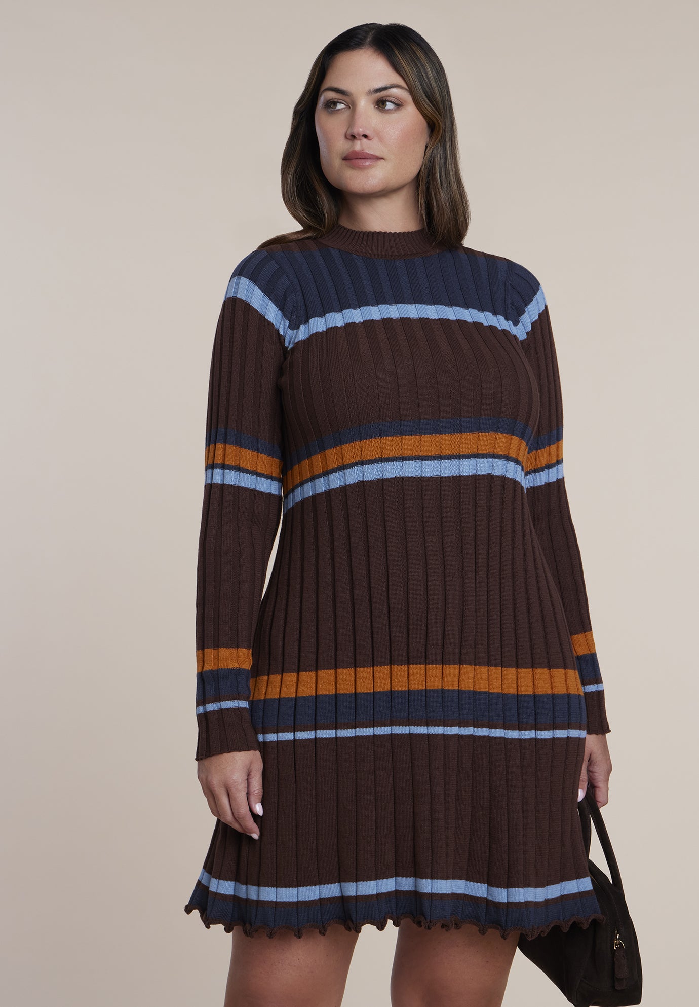 Striped Rib Knit Mini Dress image number 2