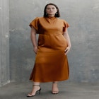 Flutter-Sleeve Satin Midi Dress image number 0