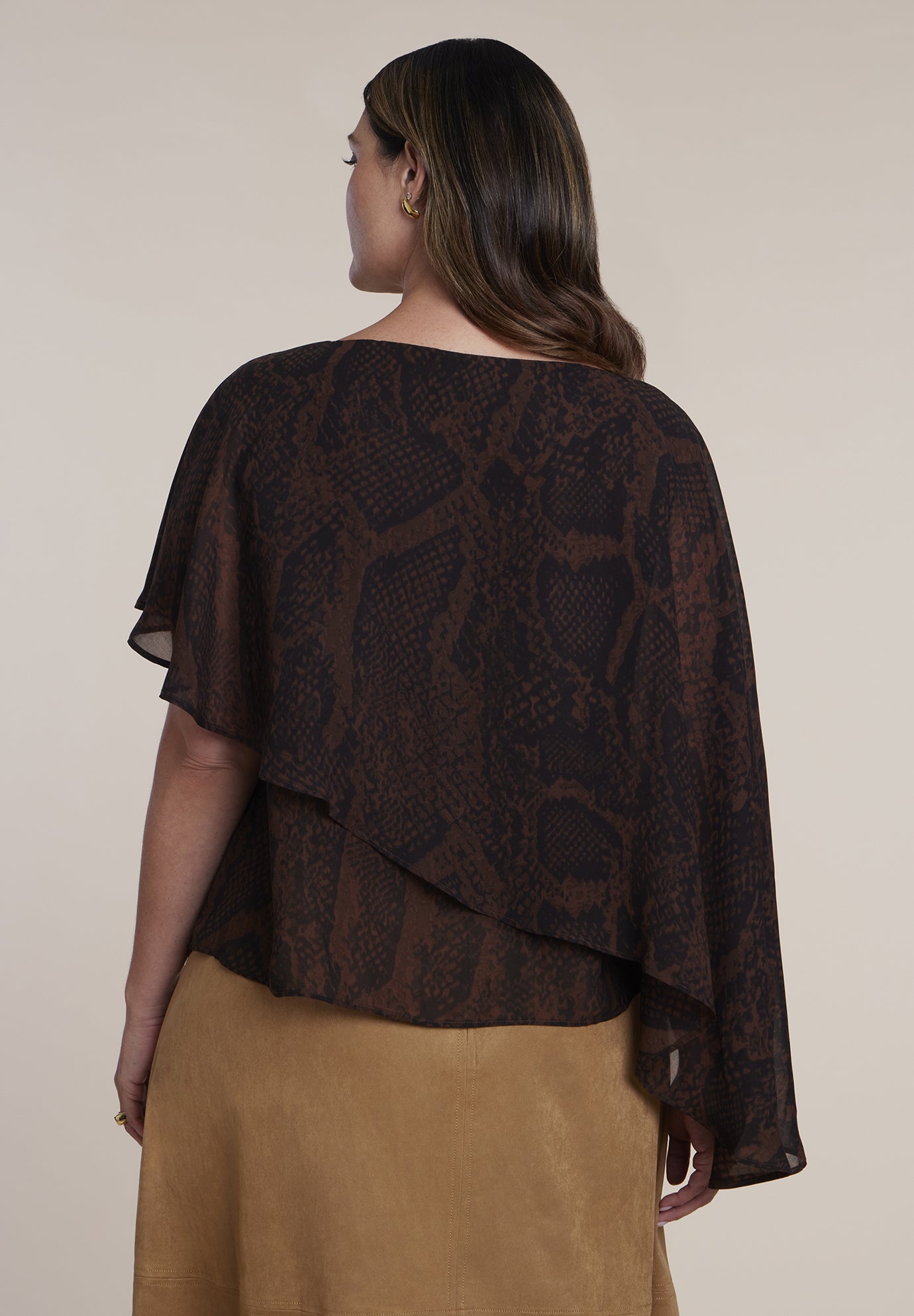 Asymmetrical Chiffon Cape Top image number 1