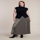 Pleated Button-Front Mock Neck Top image number 2