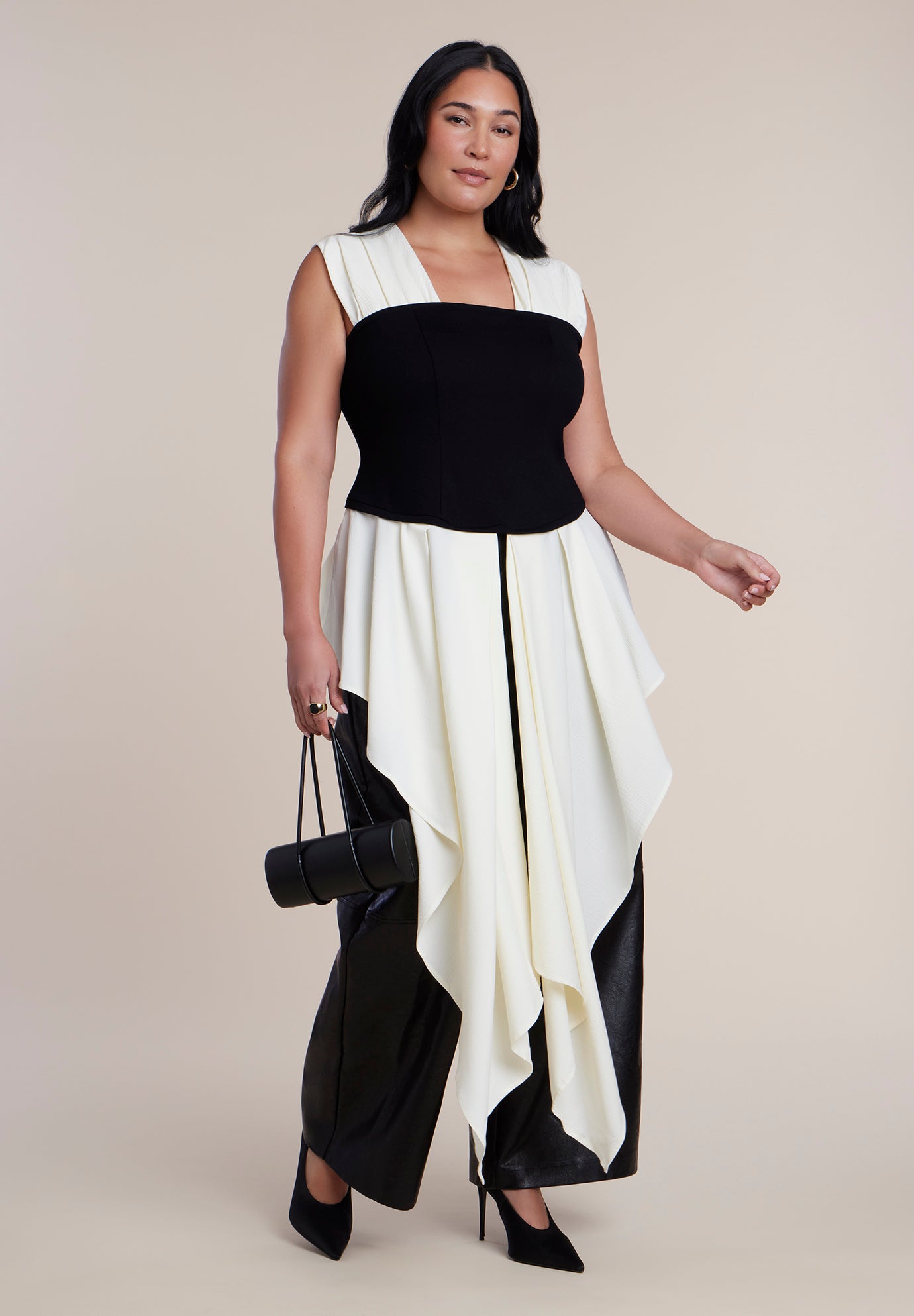 Mixed-Media Draped Tube Top image number 1