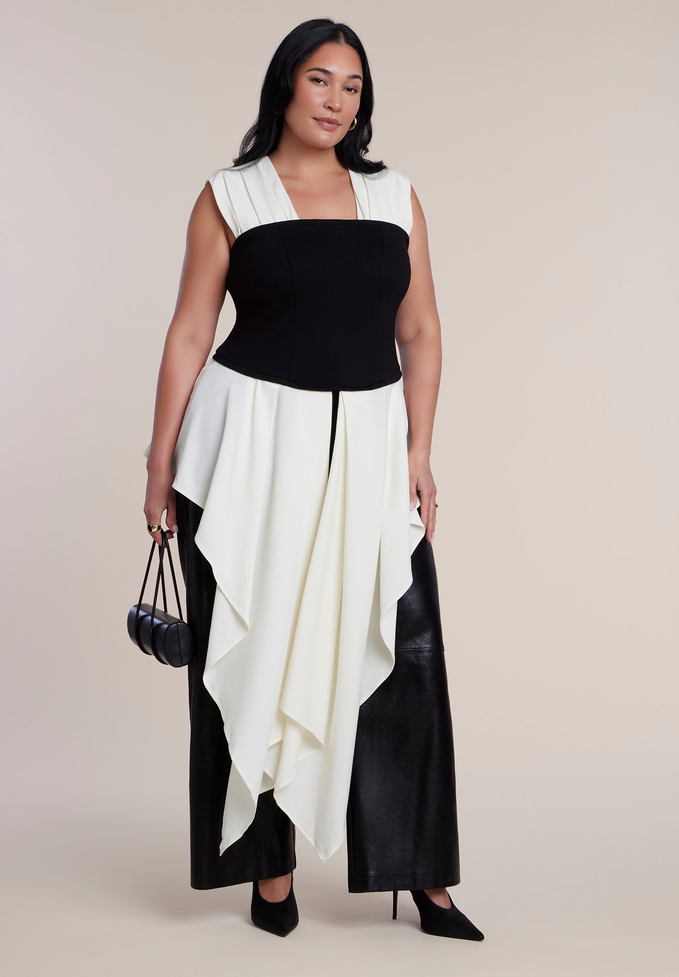 Mixed-Media Draped Tube Top image number 0