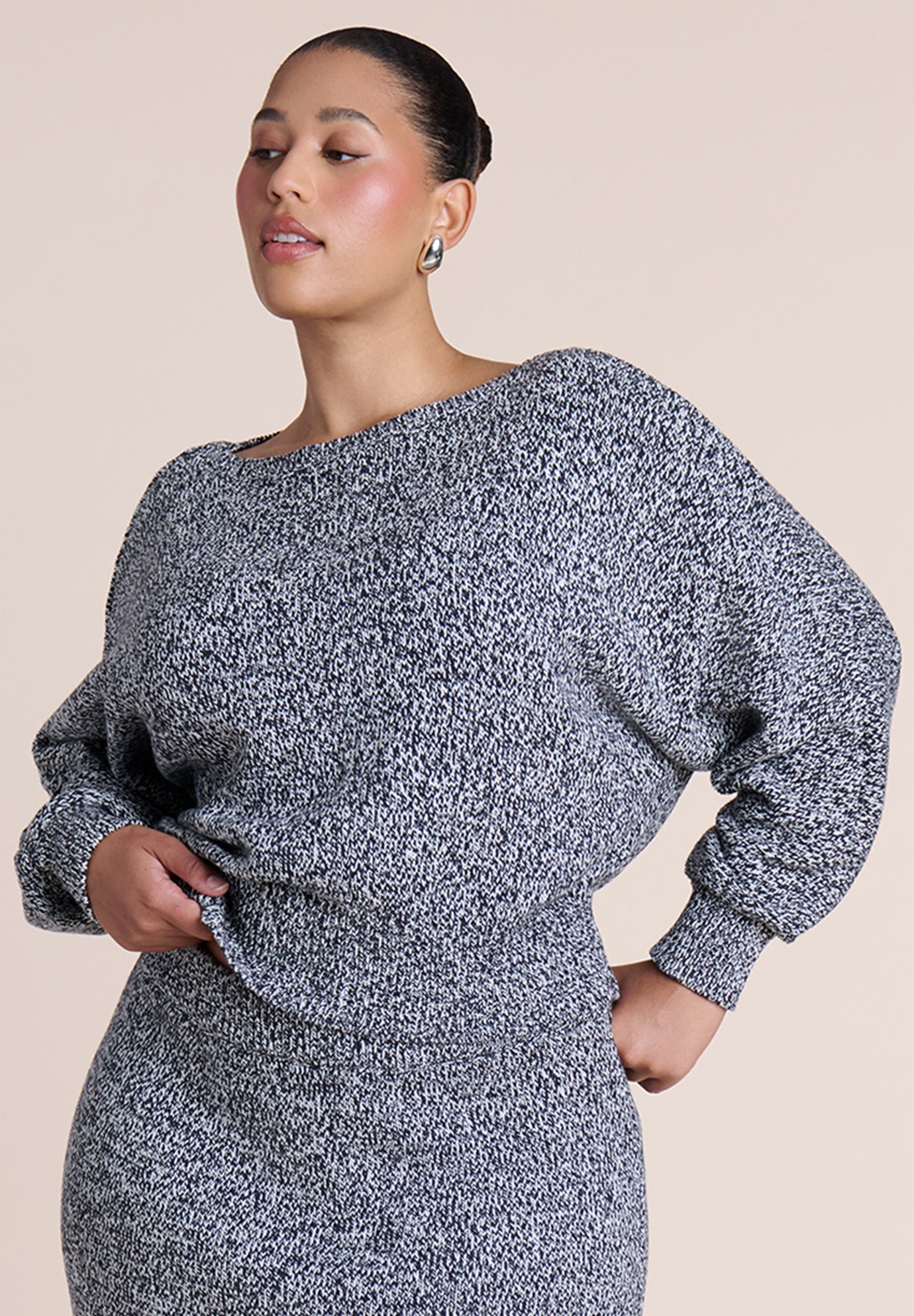 Marled Cinched-Waist Sweater image number 0