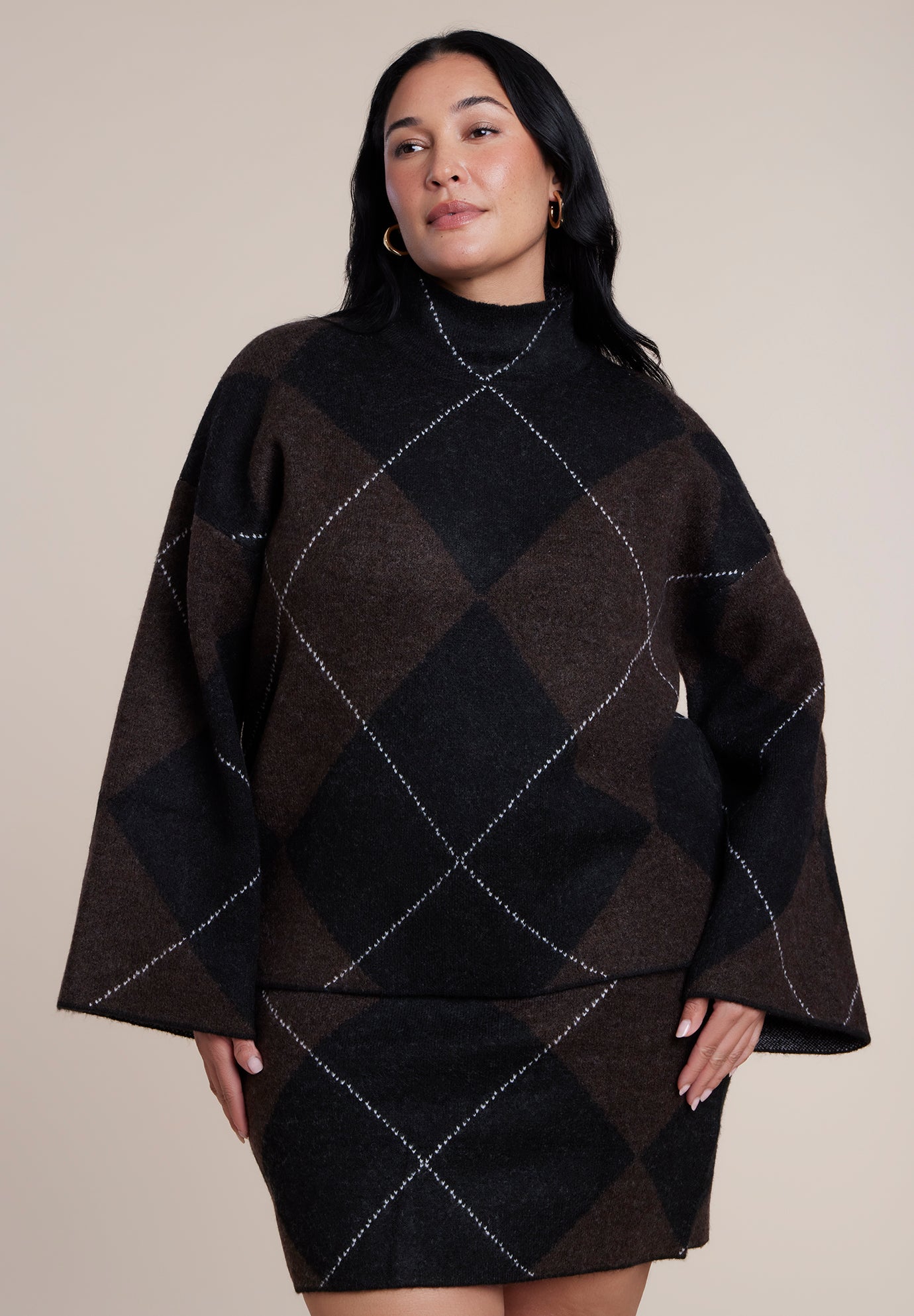 Mockneck Intarsia Sweater image number 0