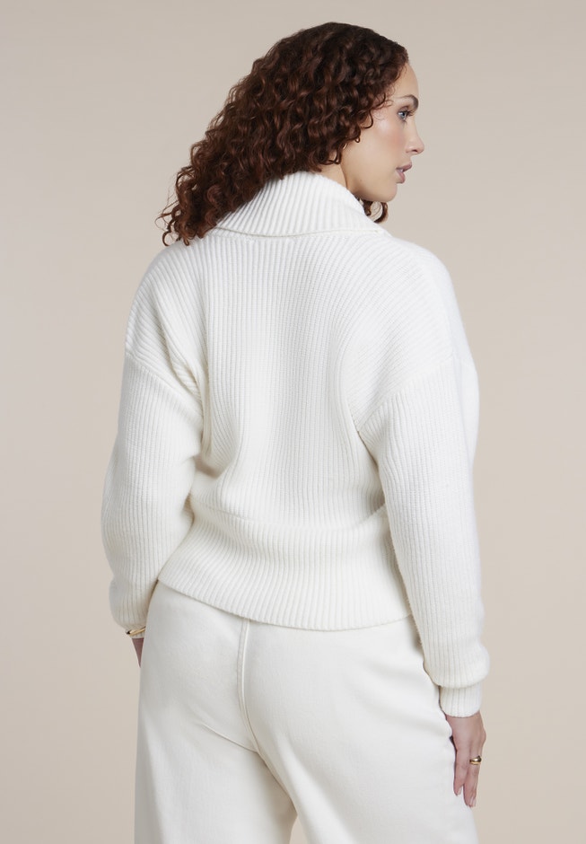 Overlapped Collar Ribbed Sweater image number 1