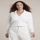 Overlapped Collar Ribbed Sweater image number 0