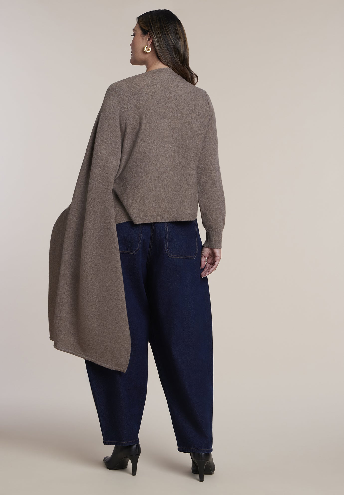 Asymmetrical Cape Sleeve Sweater image number 1