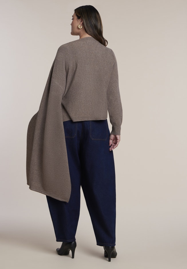 Asymmetrical Cape Sleeve Sweater image number 1