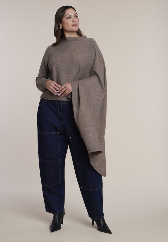 Asymmetrical Cape Sleeve Sweater image number 2