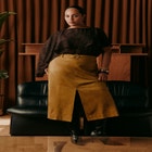 Belted Faux Suede Midi Skirt image number 0
