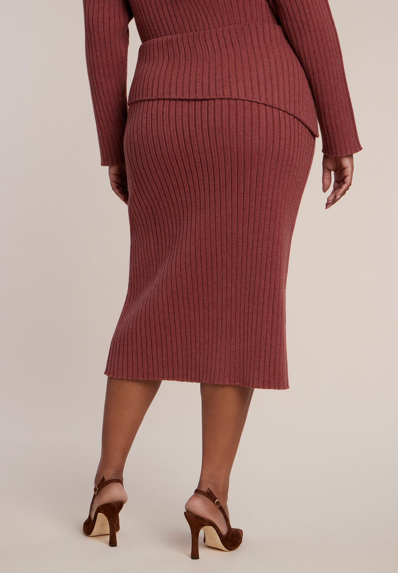 Foldover Rib Knit Midi Skirt image number 2