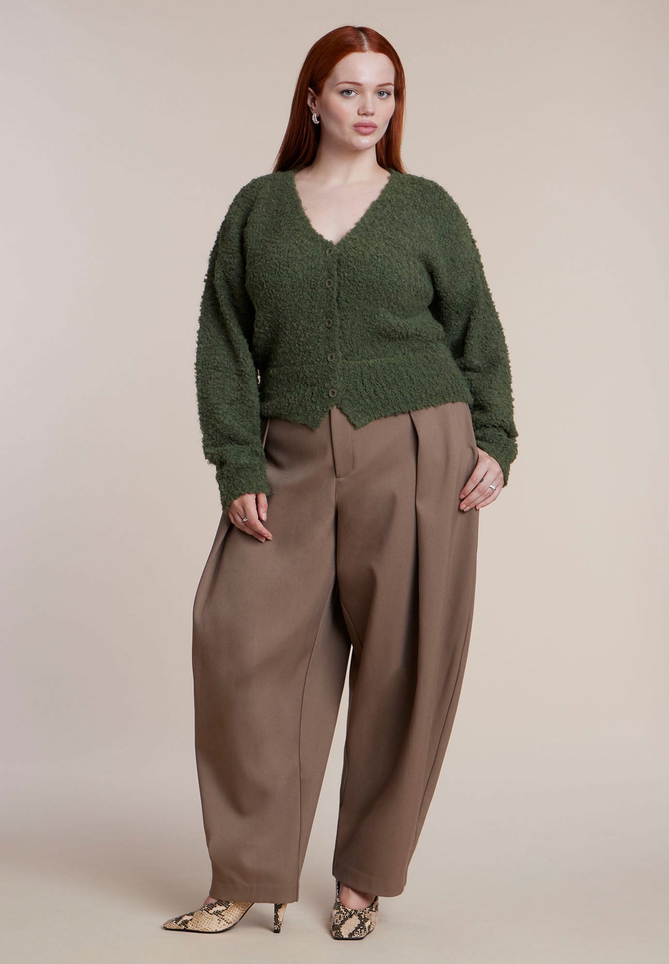 Pleat-Detail Tailored Barrel Pant