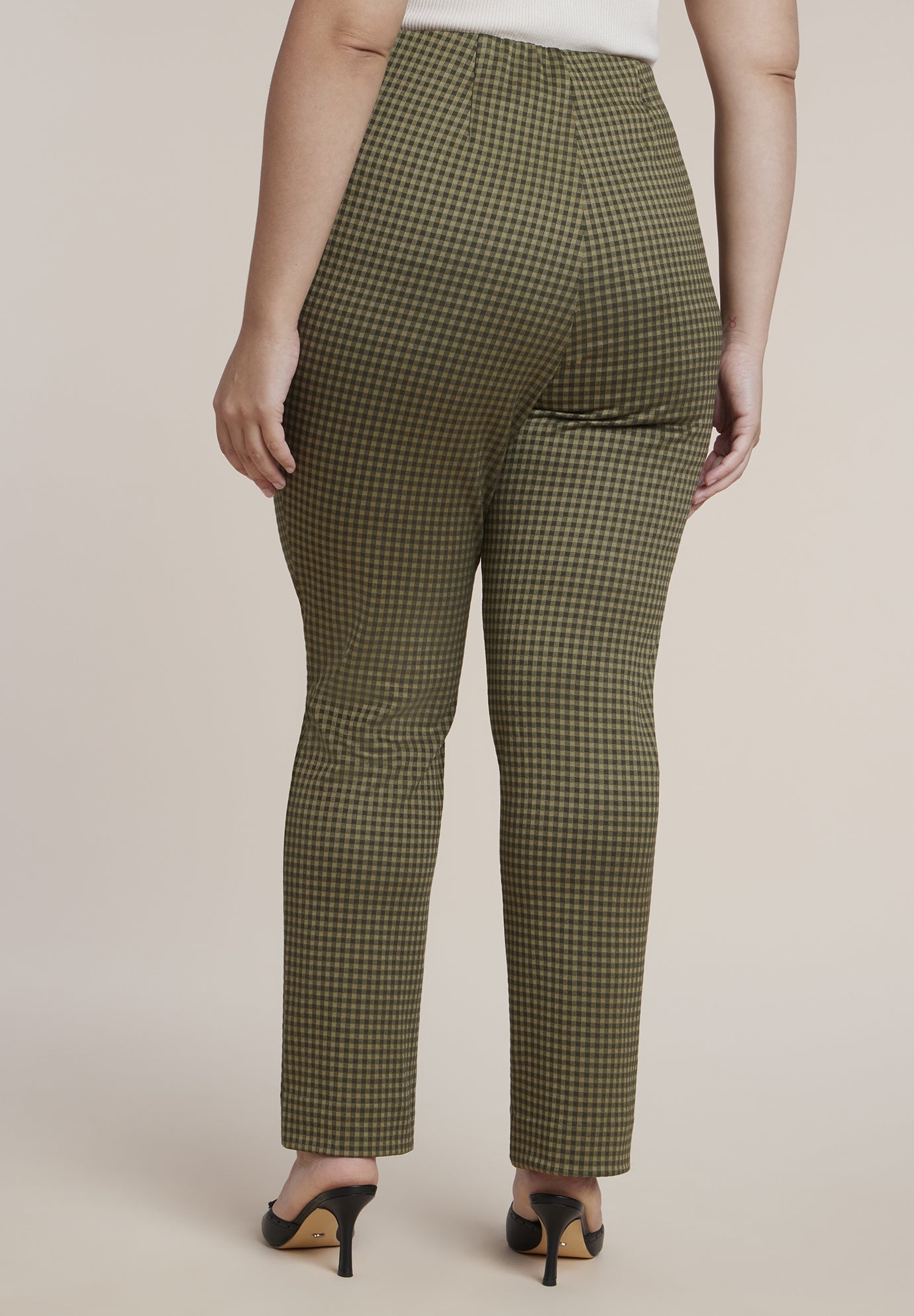 Houndstooth Fitted Slit-Hem Pant image number 1