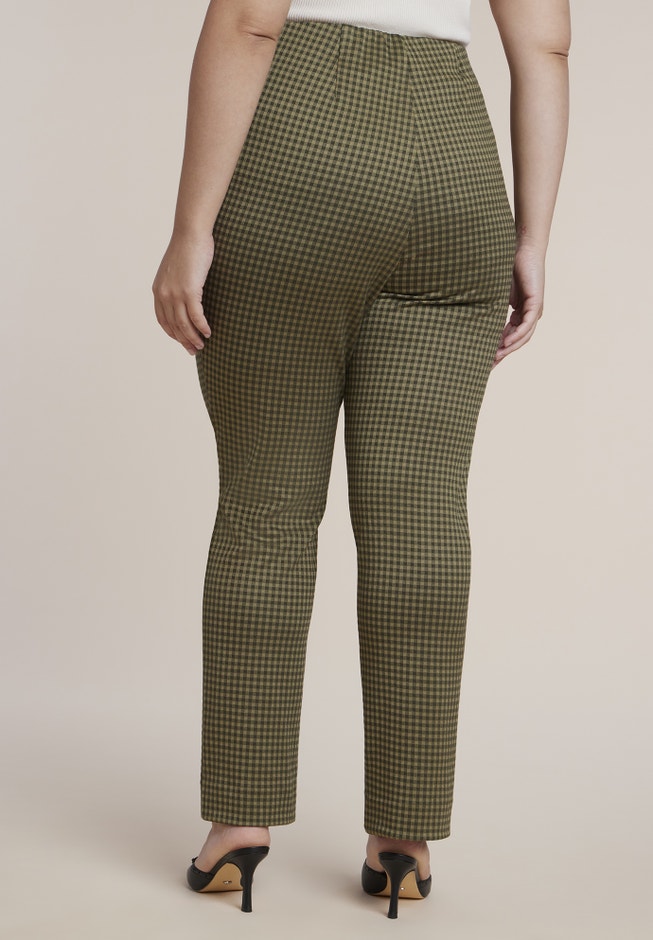 Houndstooth Fitted Slit-Hem Pant image number 1