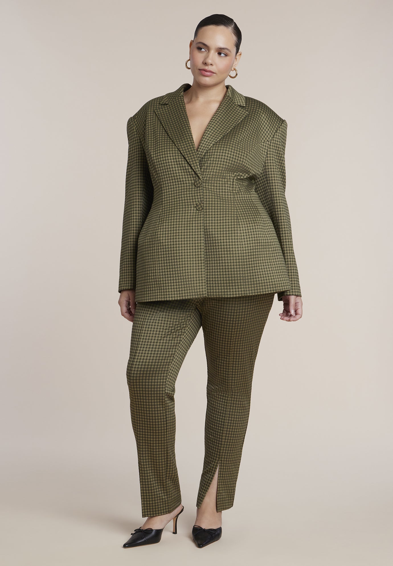 Houndstooth Fitted Slit-Hem Pant image number 2
