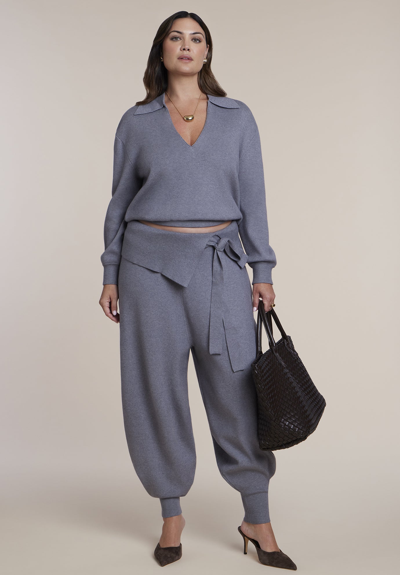 Foldover Waistband Barrel Sweater Pant