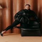 Faux Leather Funnel Neck Cinched-Waist Jacket image number 5