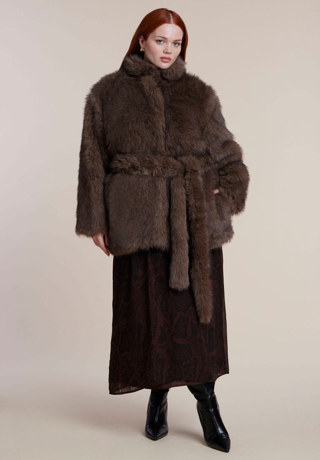 Belted Faux Fur Jacket image number 3