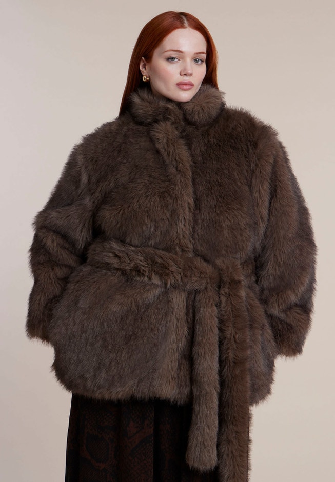 Belted Faux Fur Jacket image number 1