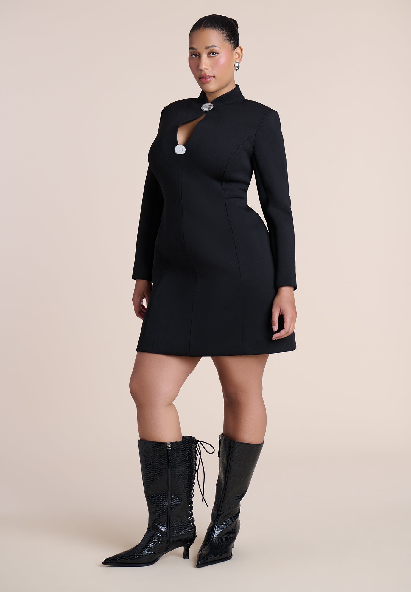 Embossed Faux Leather Lace-Up Bootie image number 2