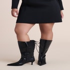 Embossed Faux Leather Lace-Up Bootie image number 0