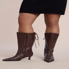 Embossed Faux Leather Lace-Up Bootie image number 0