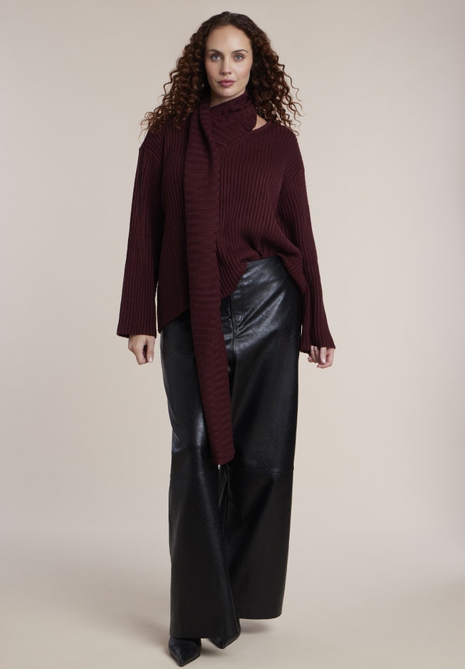 Brushed Scarf Neck Sweater image number 2