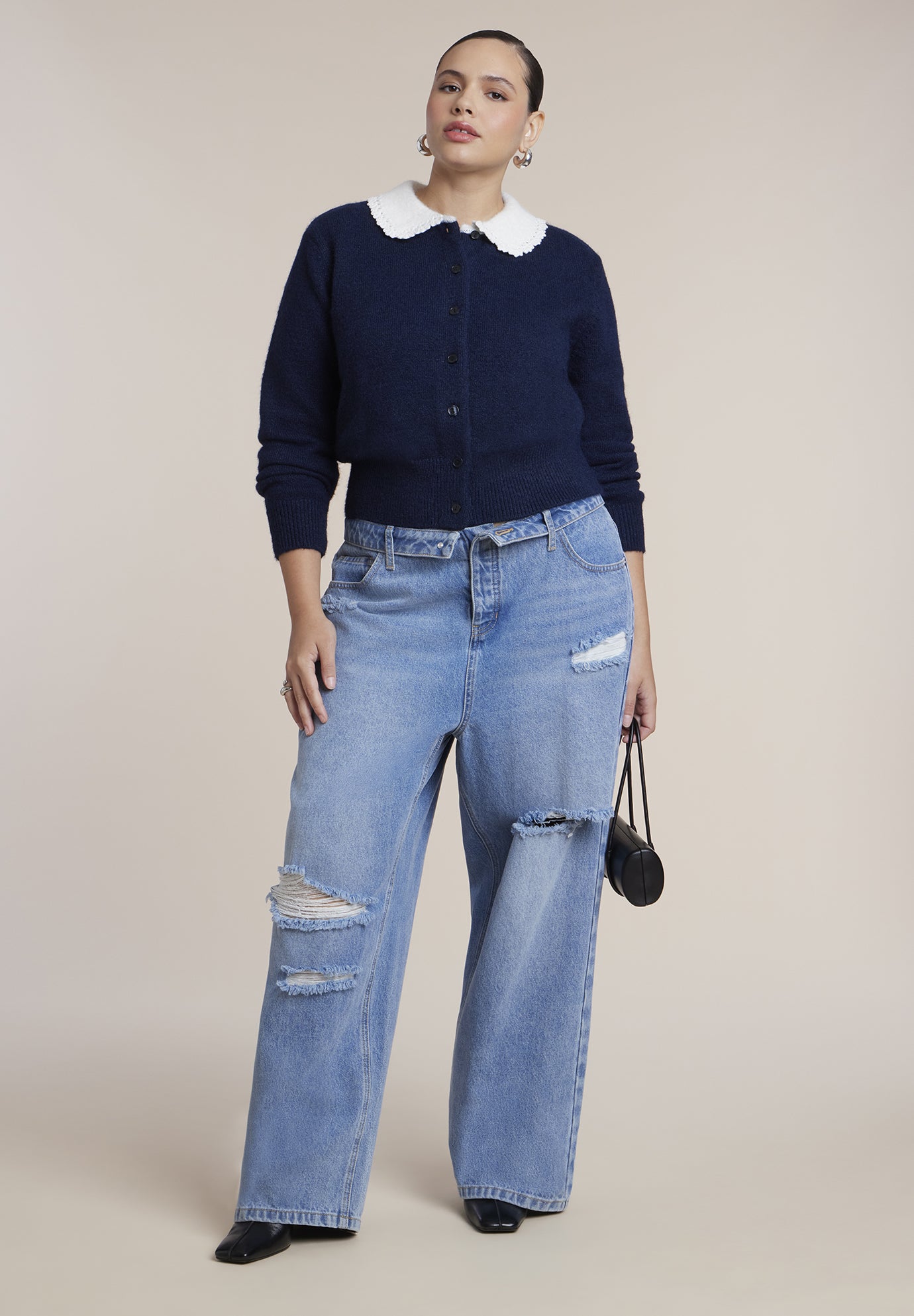 Pointelle Collar Cardigan image number 2