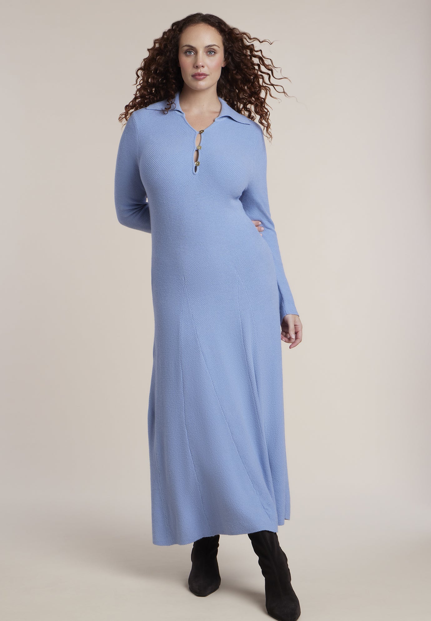 Stitch Detail Knit Midi Dress image number 1