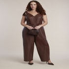 Fringe Detail Faux Leather Jumpsuit image number 0