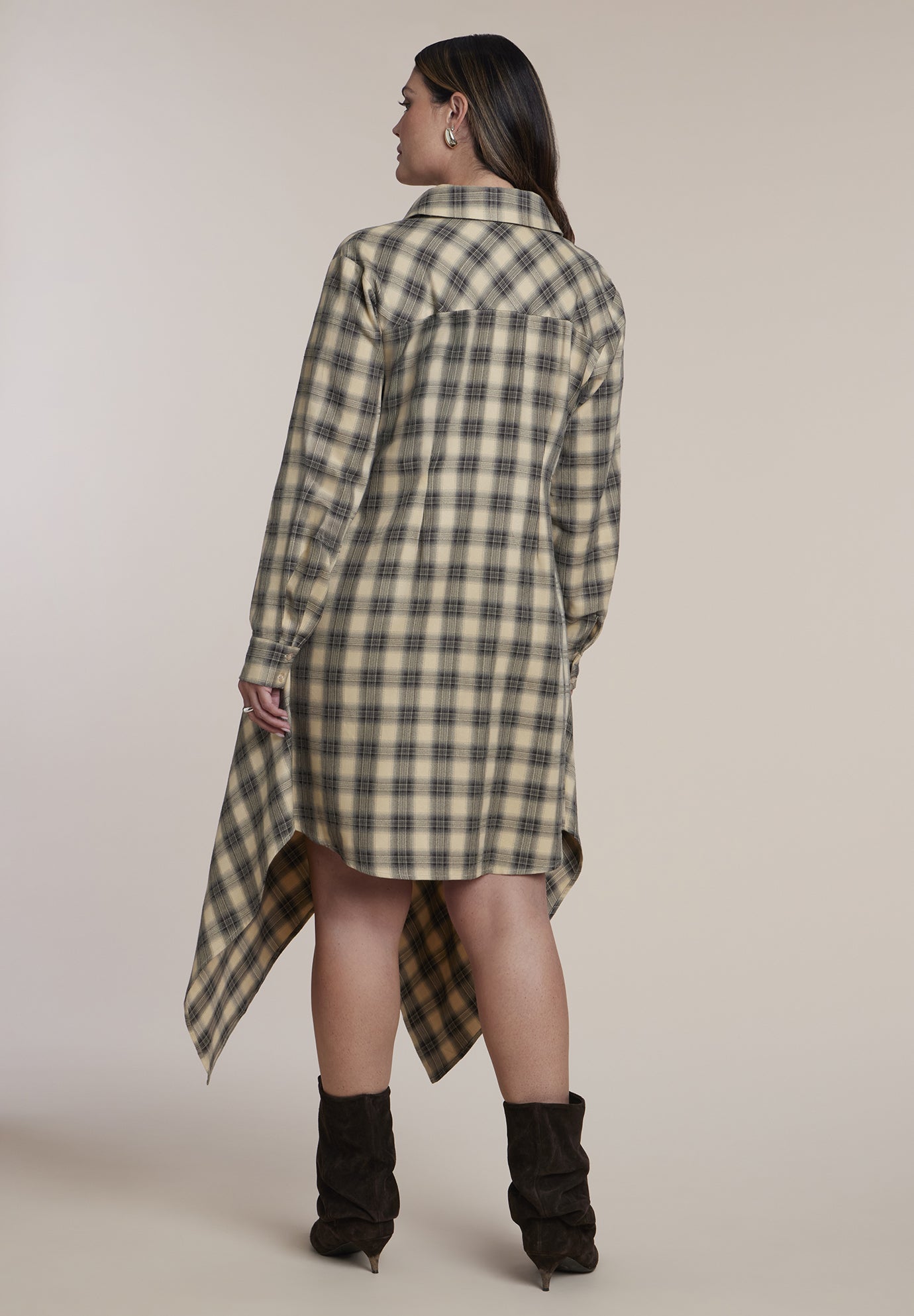 Plaid Flannel Mini Shirt Dress image number 1