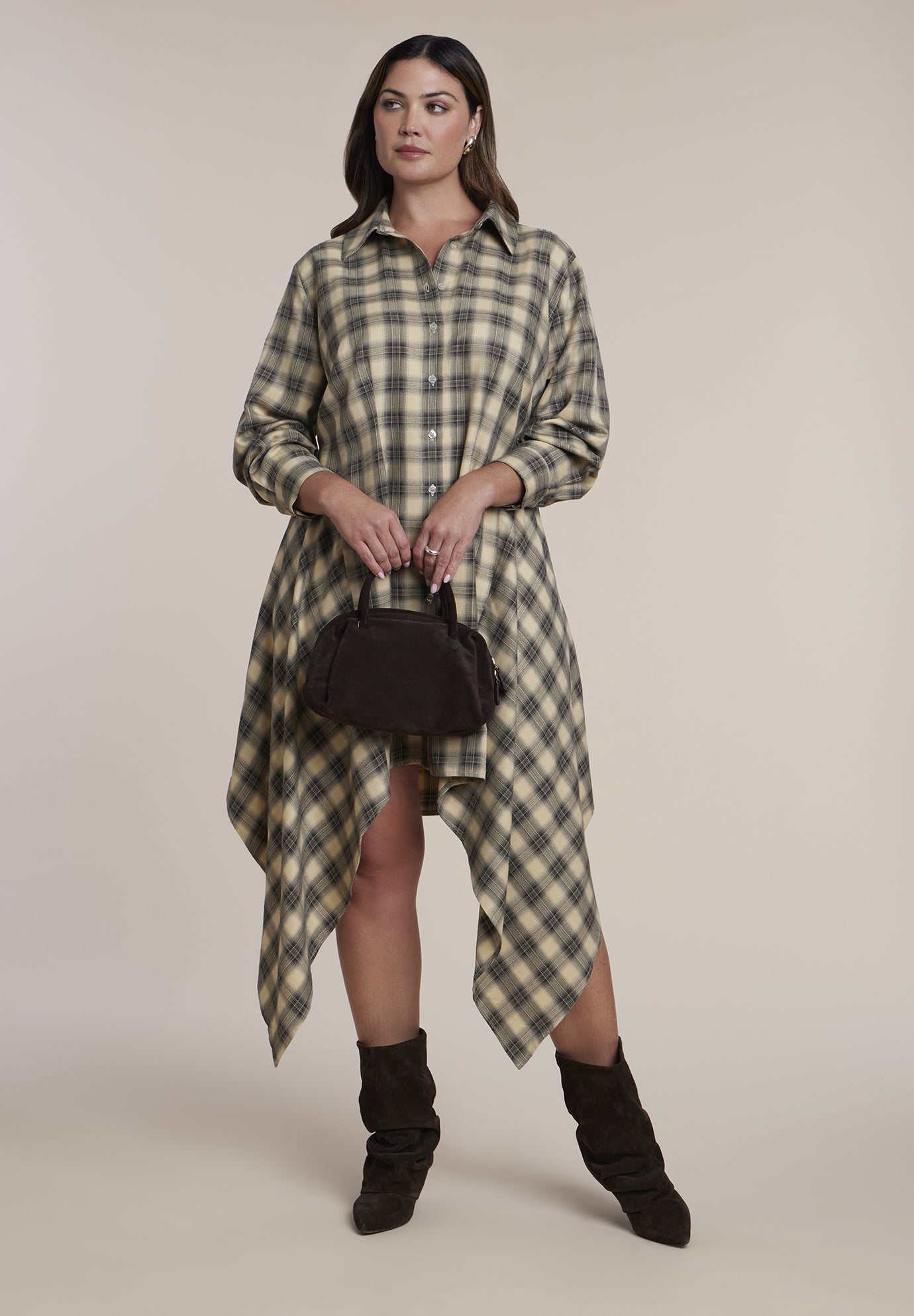Plaid Flannel Mini Shirt Dress