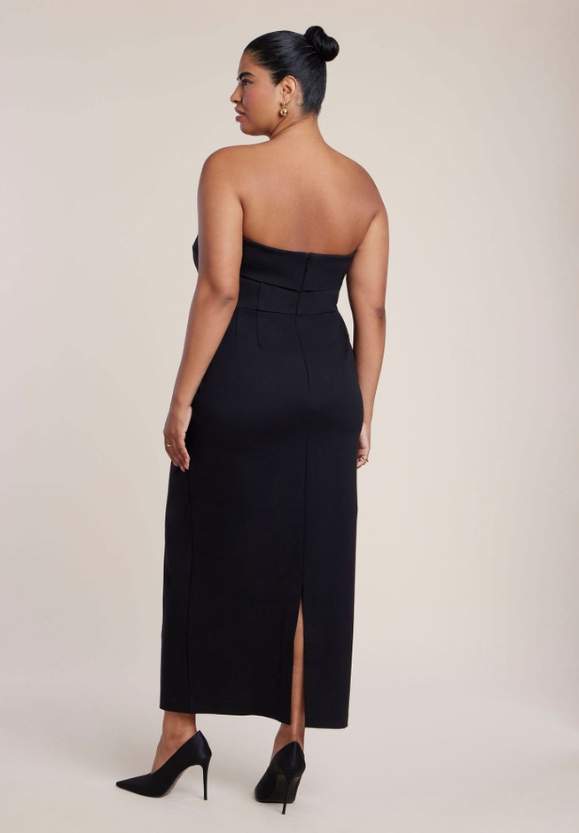 Buckle Detail Strapless Knit Maxi Dress image number 1