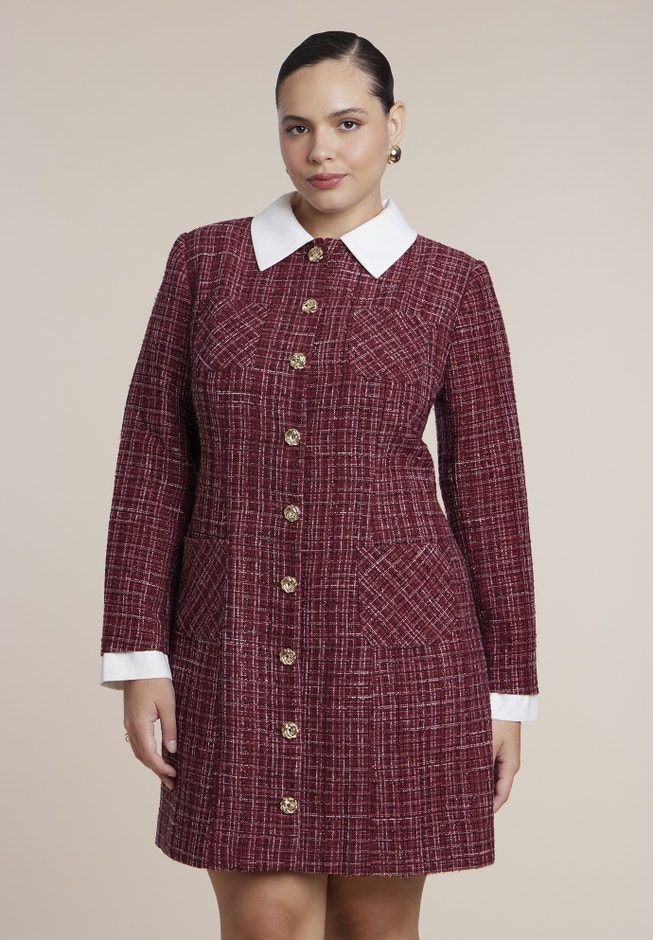 Tweed Twofer Mini Shirt Dress image number 2