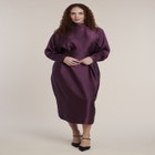 Dramatic Draped Satin Midi Dress image number 0