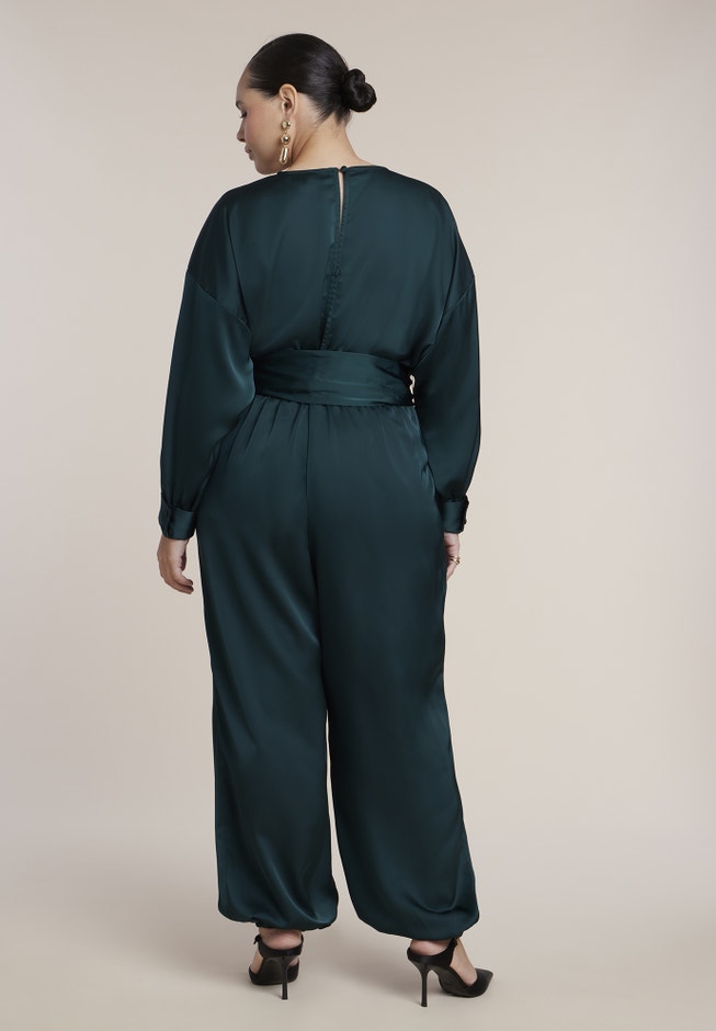 Satin Belted Balloon Jumpsuit image number 1
